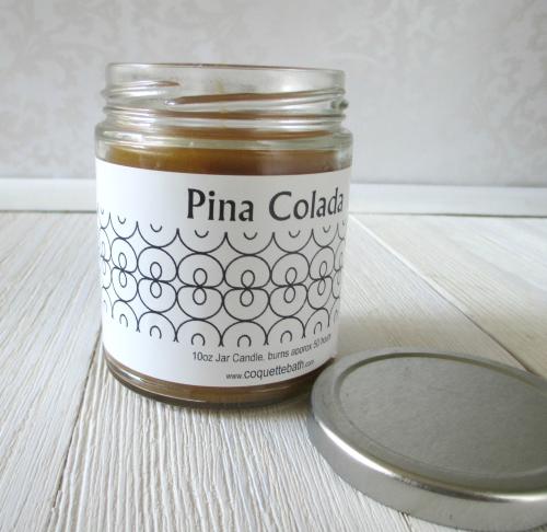 Pina Colada Jar Candle, 9oz size, tropical fruit coconut blend
