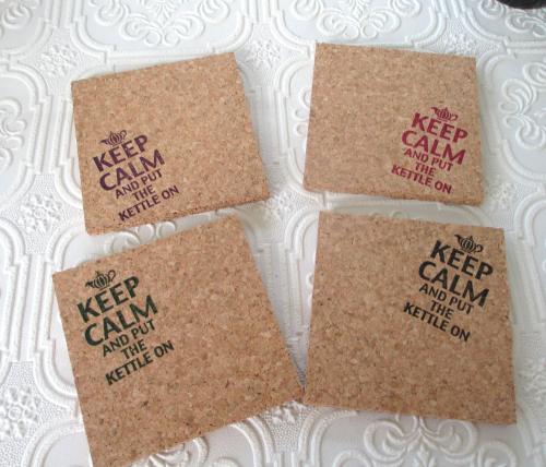 Keep Calm & Put the Kettle On (colors) Coaster Set (4pc)