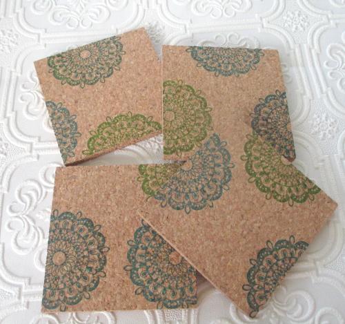 Mandala (Cool colors) Coaster Set, (4pc)