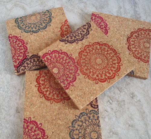 Mandala (hot colors) Coaster Set, (4pc)