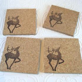Deco Deer Coaster Set (4pc)
